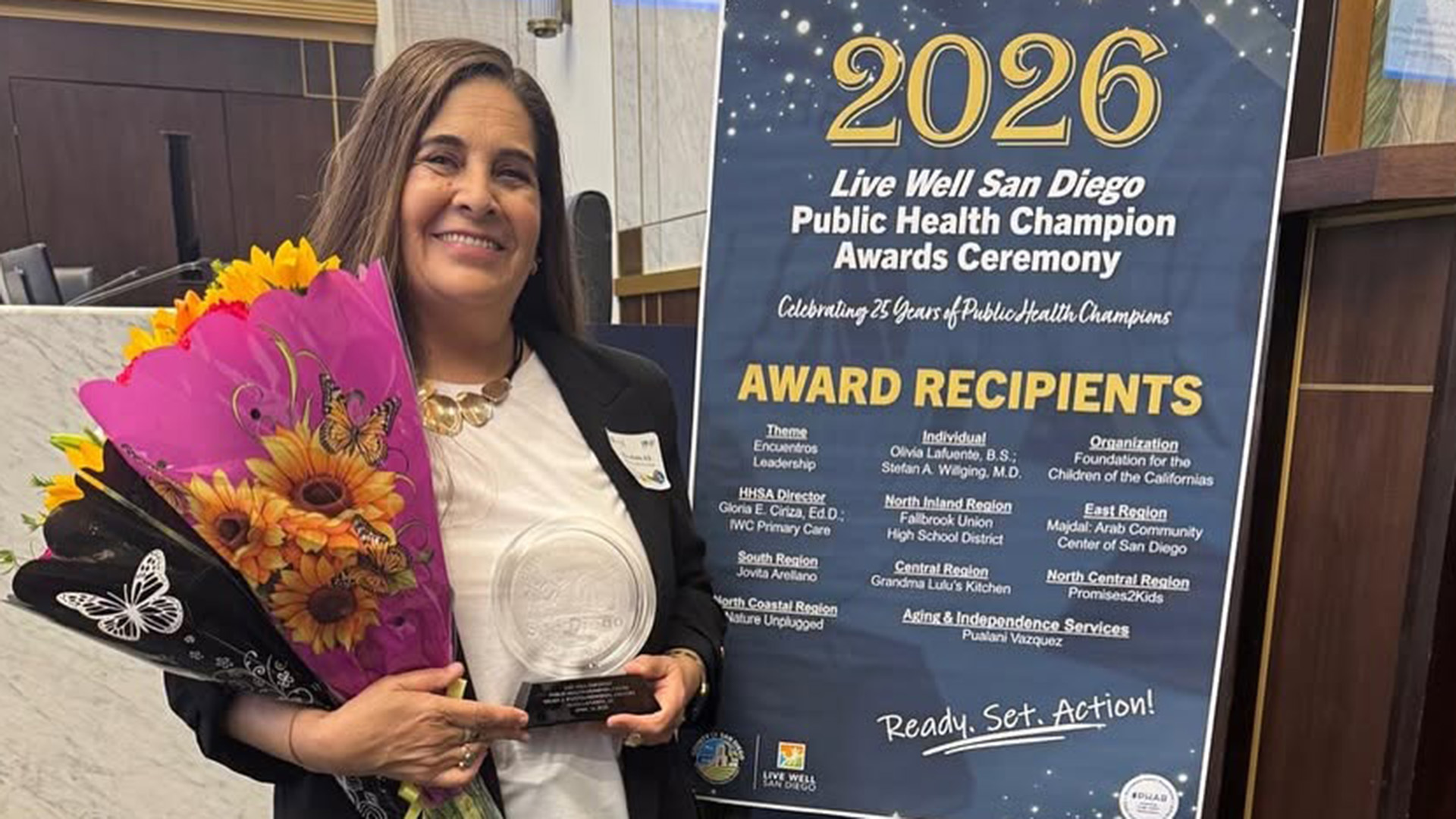 Oliva Lafuente selected as a LiveWell San Diego 25th Public Health Champion!